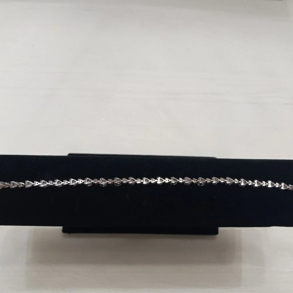 Sterling Silver Bracelet with Opals and Blue Rhinestones - Picture 3 of 14